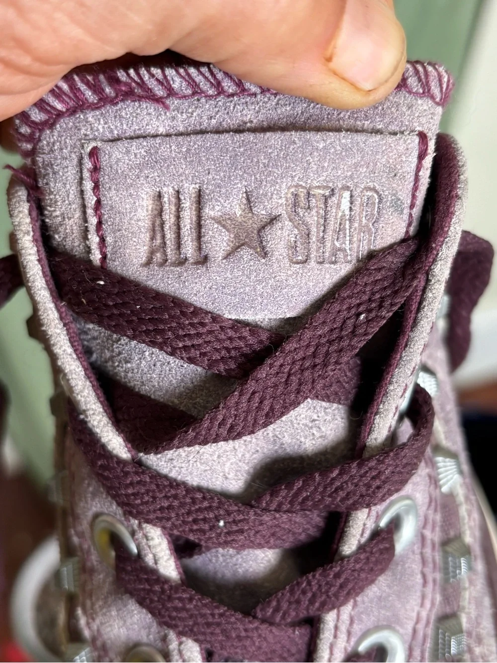Converse All Stars Leather Studded Sneakers in Dusty Lavender and Dark Purple